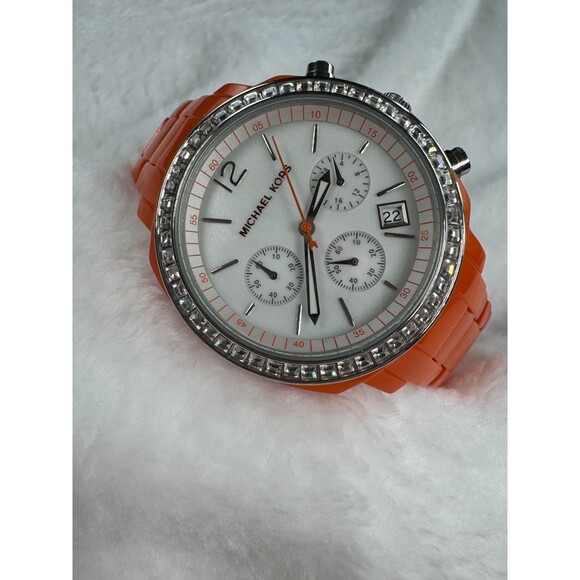 Michael Kors Chunky Orange Watch MK-5119 Crystal Bezel Chronograph Quartz main image 16